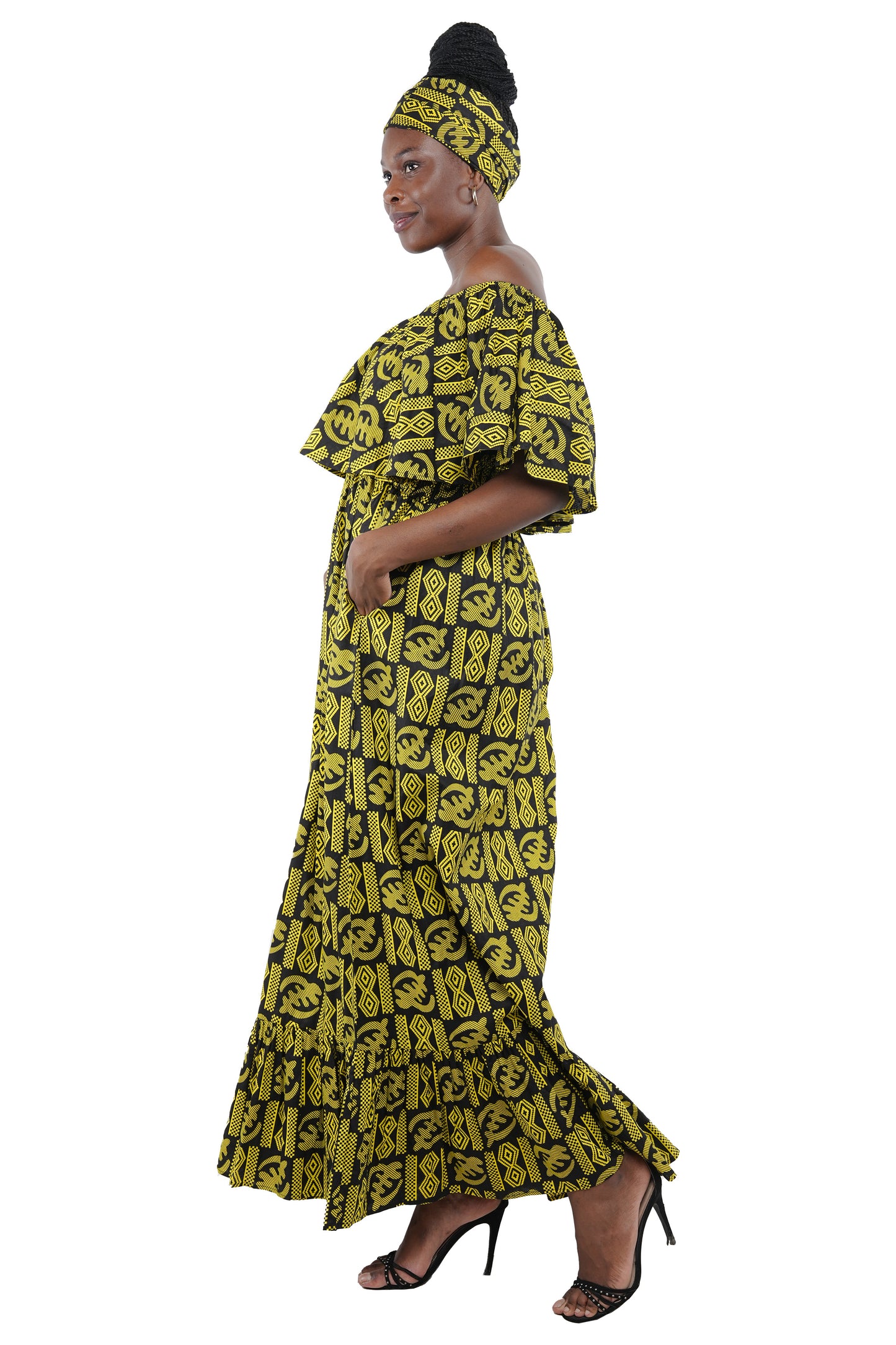 Ankara Printed Fit and Flare Maxi Dress