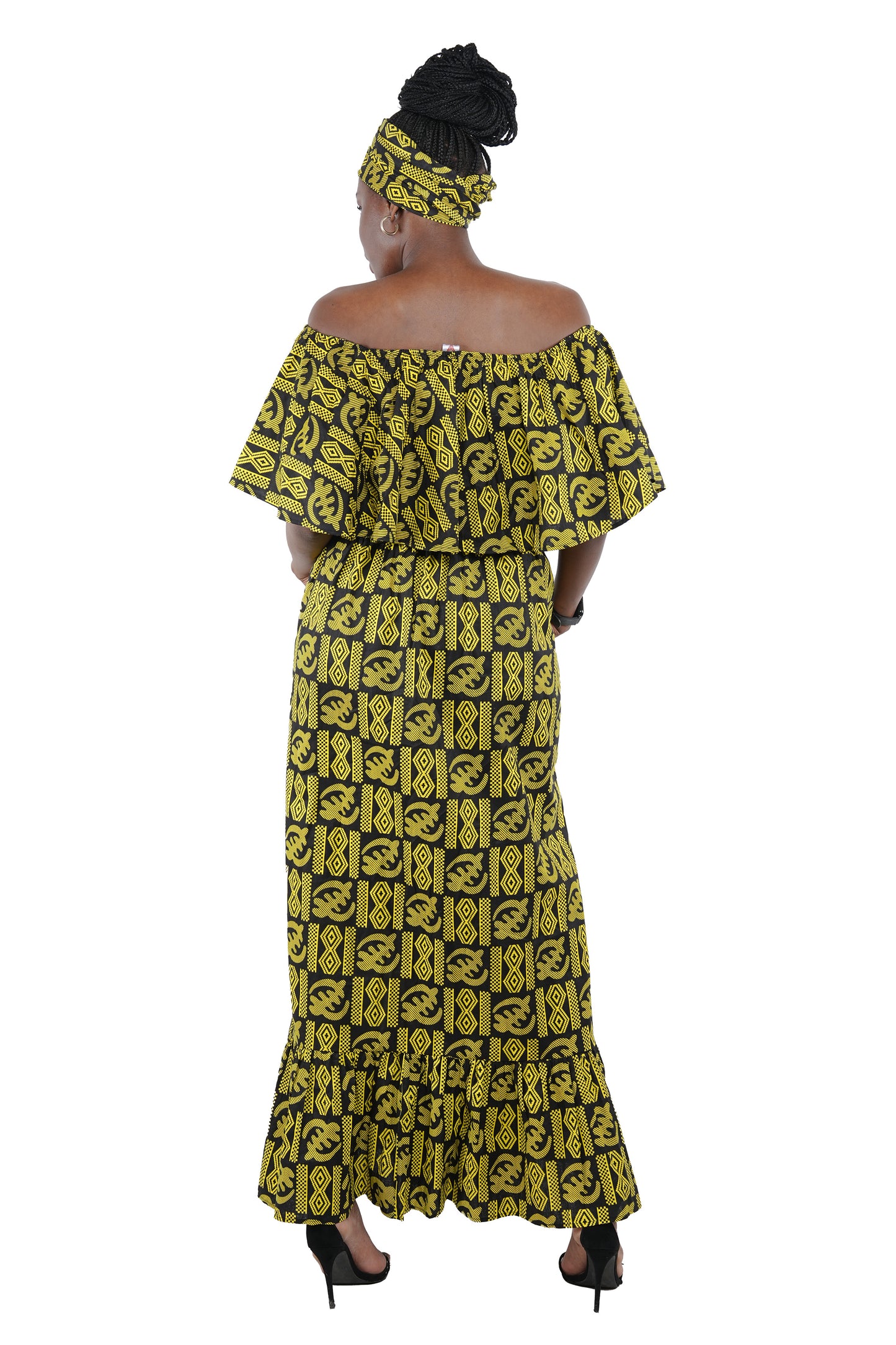 Ankara Printed Fit and Flare Maxi Dress