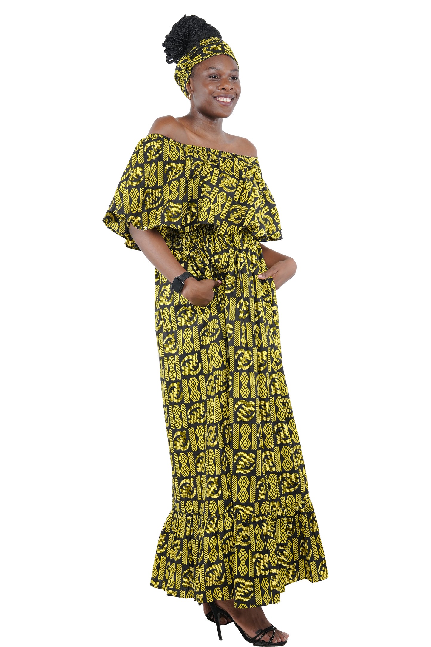 Ankara Printed Fit and Flare Maxi Dress