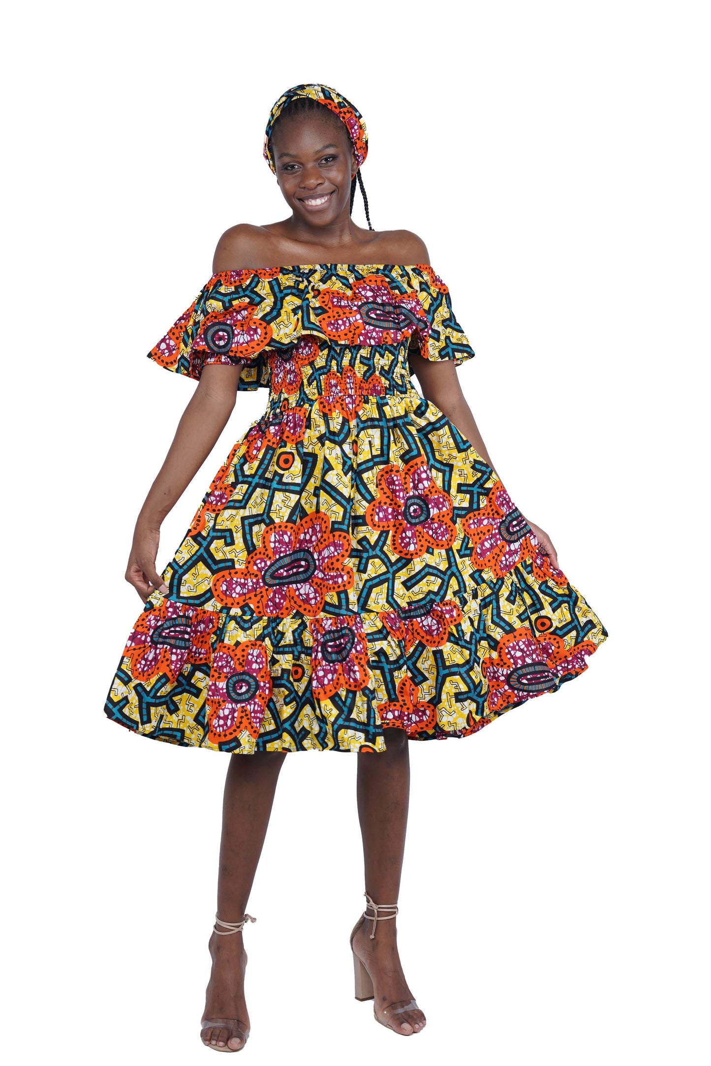 Ankara Printed Fit and Flare Dress