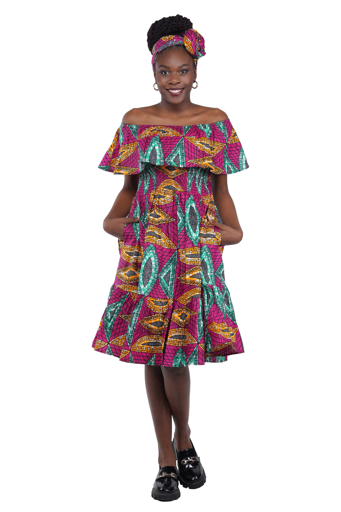 Kente Printed Fit and Flare Dress