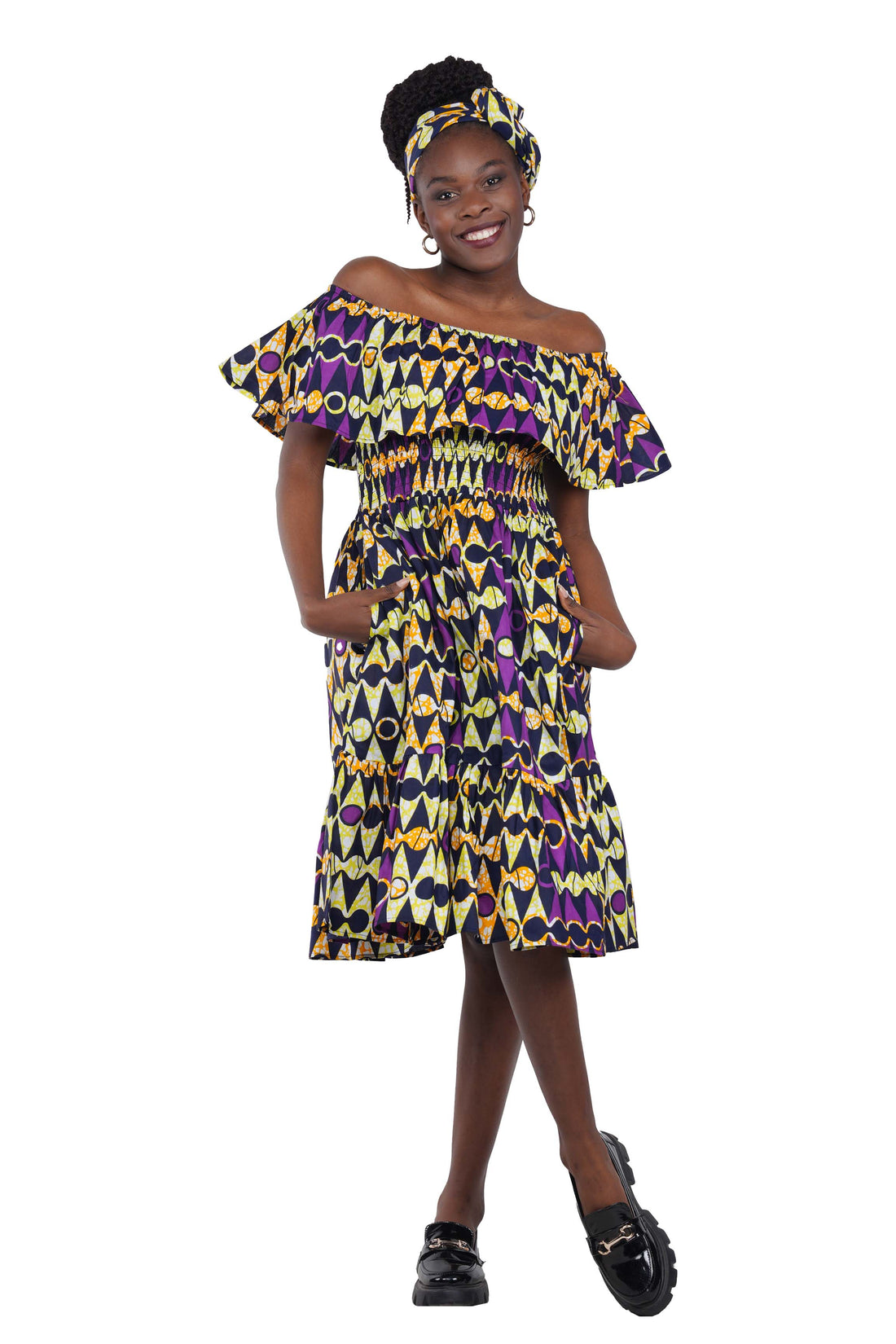 Kente Printed Fit and Flare Dress