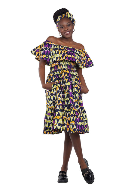 Kente Printed Fit and Flare Dress