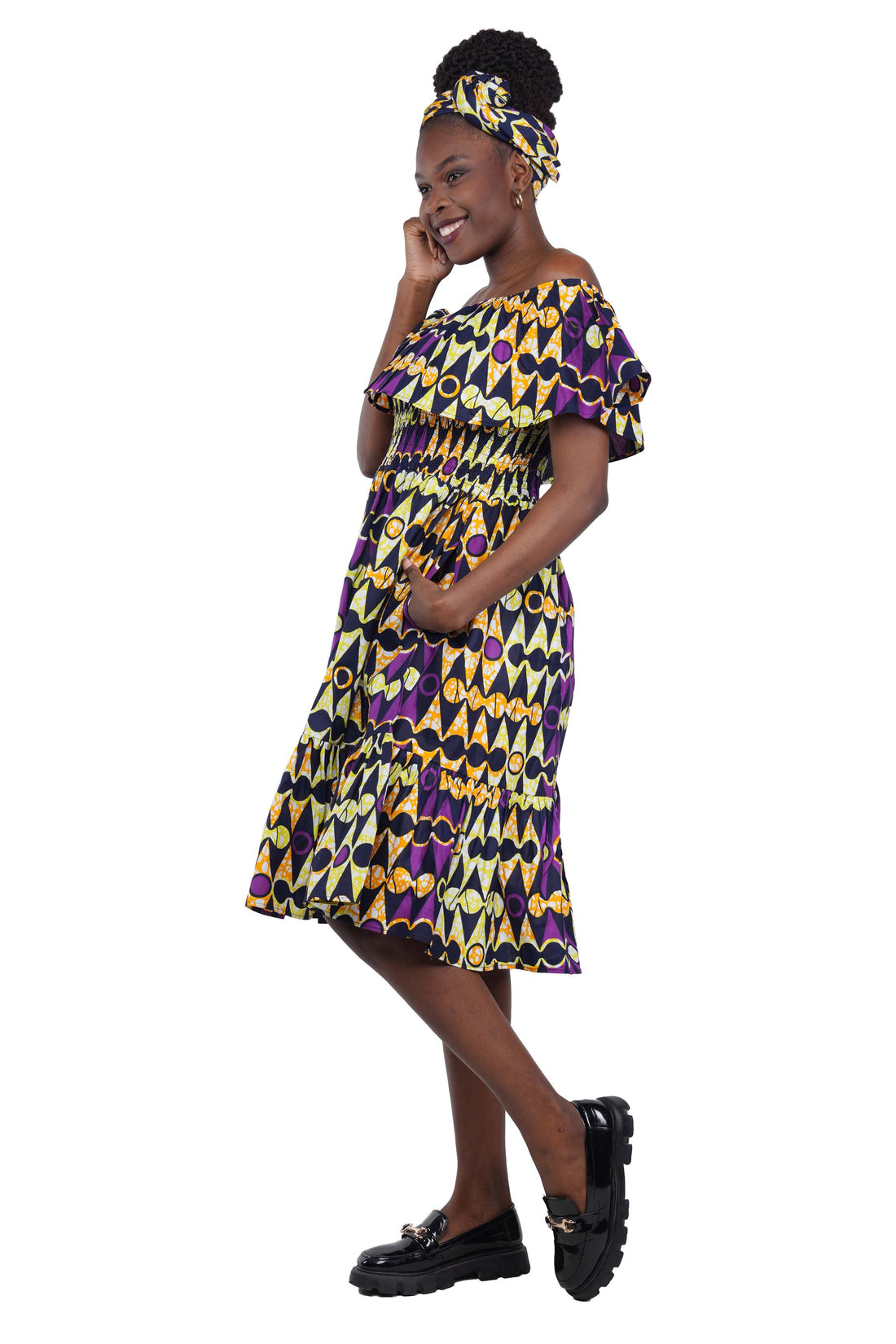Kente Printed Fit and Flare Dress