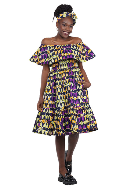 Kente Printed Fit and Flare Dress