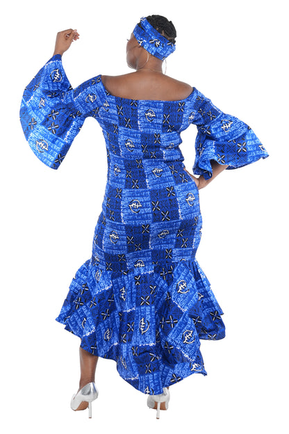 African Long Smocked High Low Mermaid/Fish Tail Dress