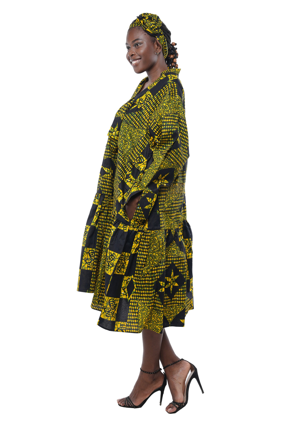 Ankara V Neck Midi Dress