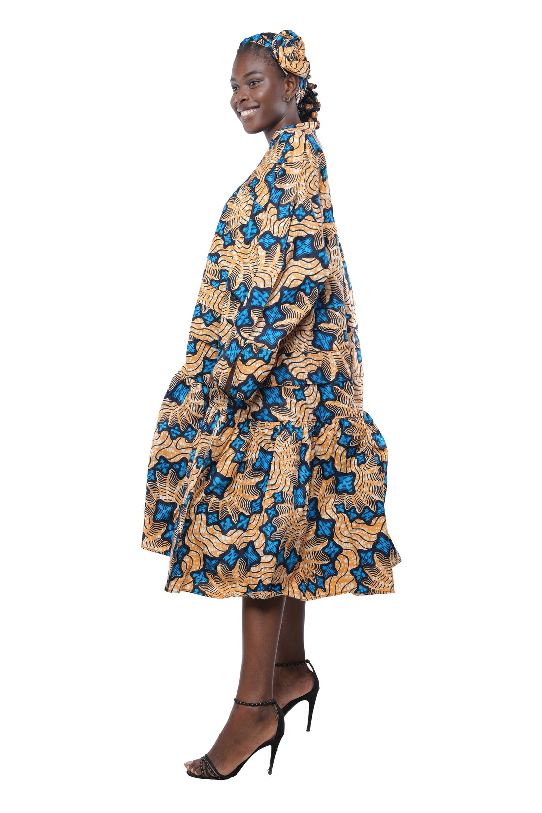 Ankara V Neck Midi Dress