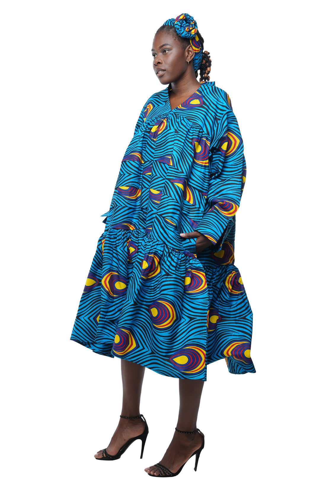 Ankara V Neck Midi Dress