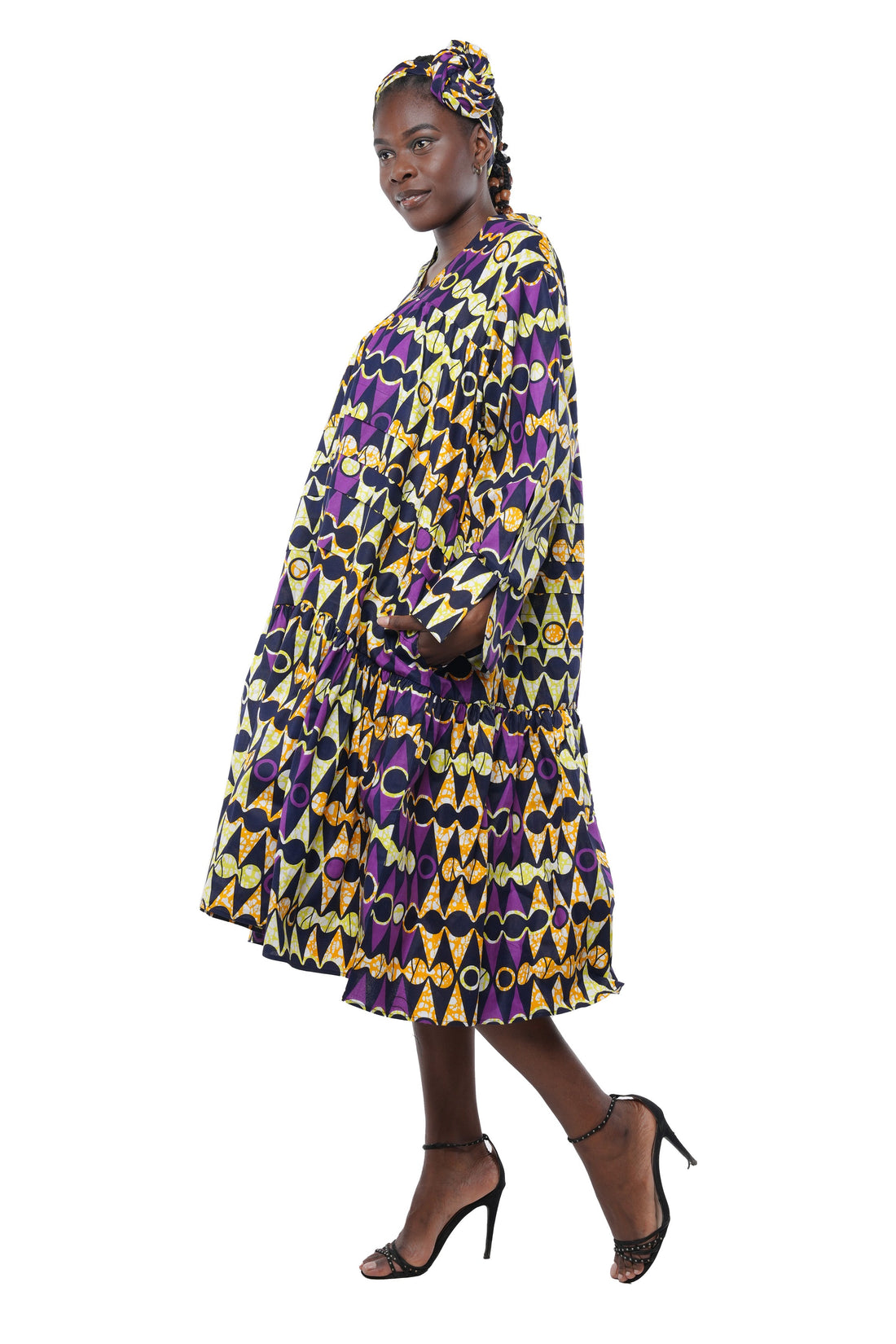 Ankara V Neck Midi Dress