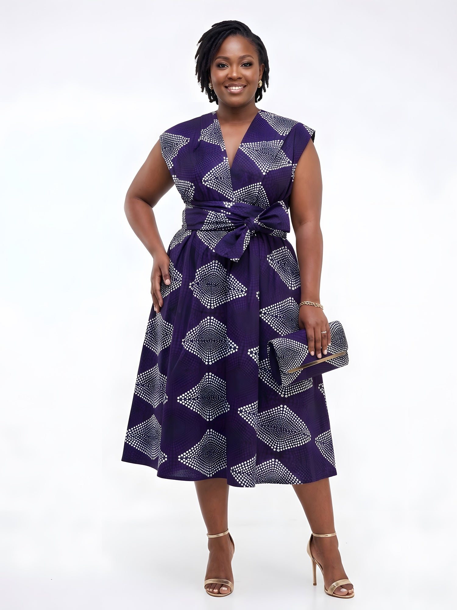 African Print Infinity Dress with Matching Clutch Bag Set | One Size