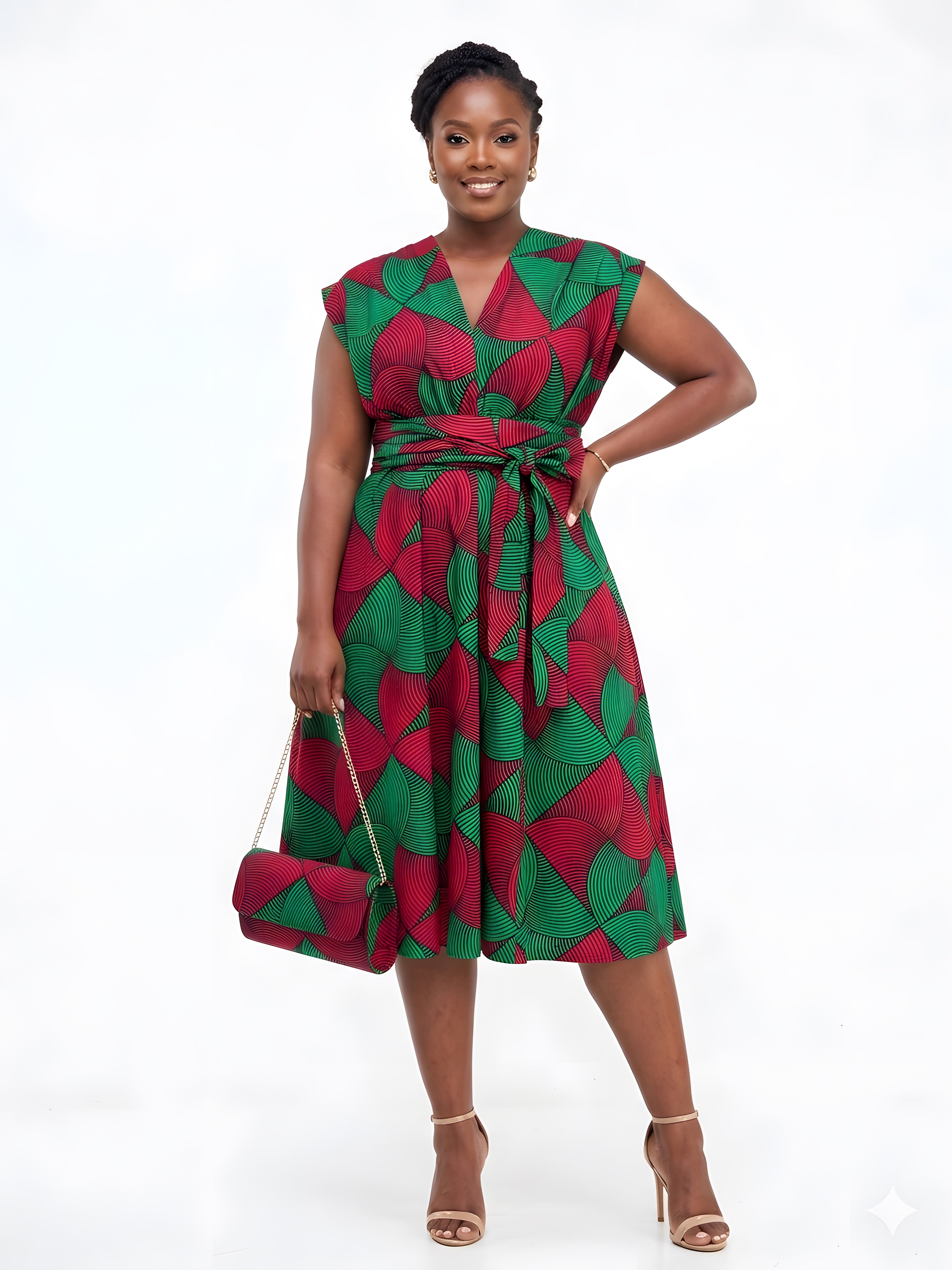 African Print Infinity Dress with Matching Clutch Bag Set | One Size