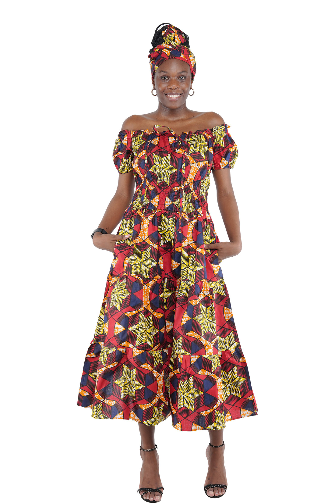 Ankara Off Shoulder Ladies Dress | One Size | Plus Size