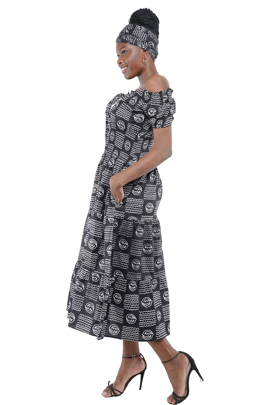 Ankara Off Shoulder Ladies Dress | One Size | Plus Size