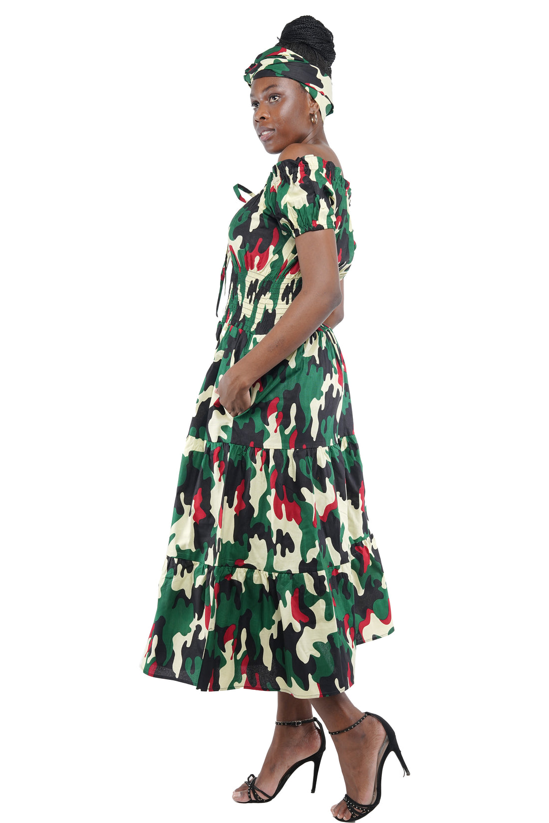 Camouflage Off Shoulder Ladies Dress | One Size | Plus Size