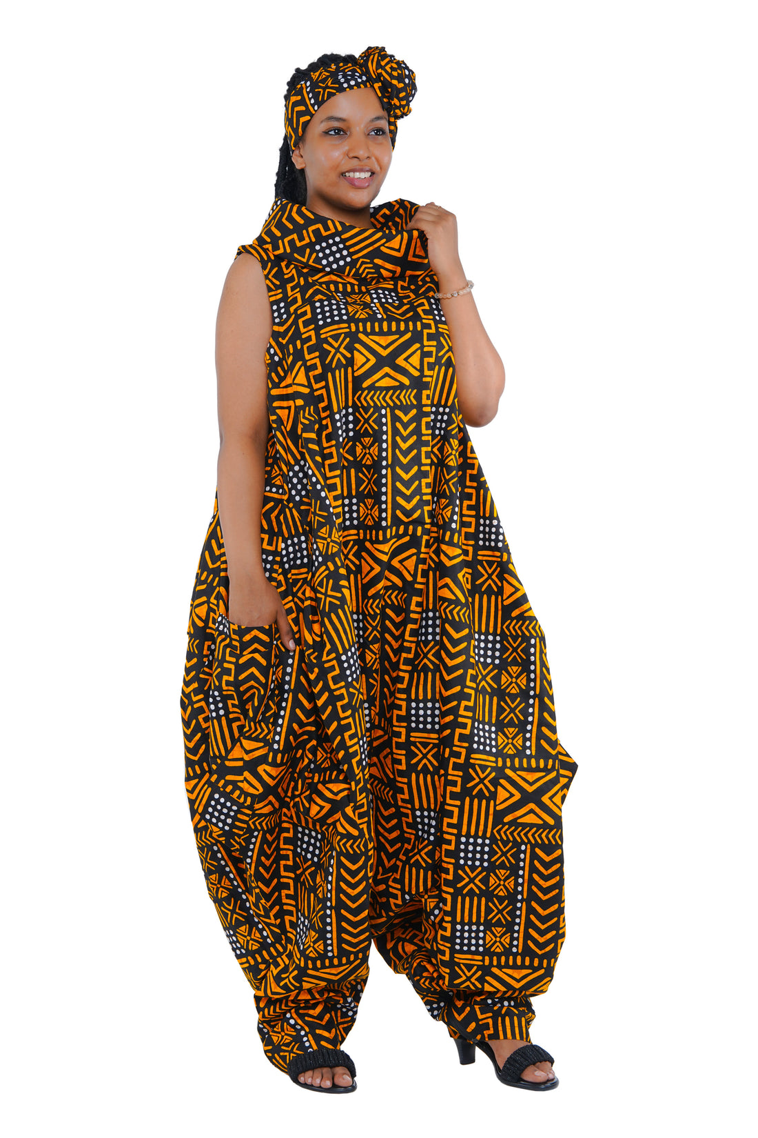 African Long High Neck Jumpsuit