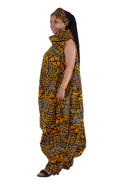 African Long High Neck Jumpsuit
