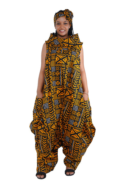 African Long High Neck Jumpsuit