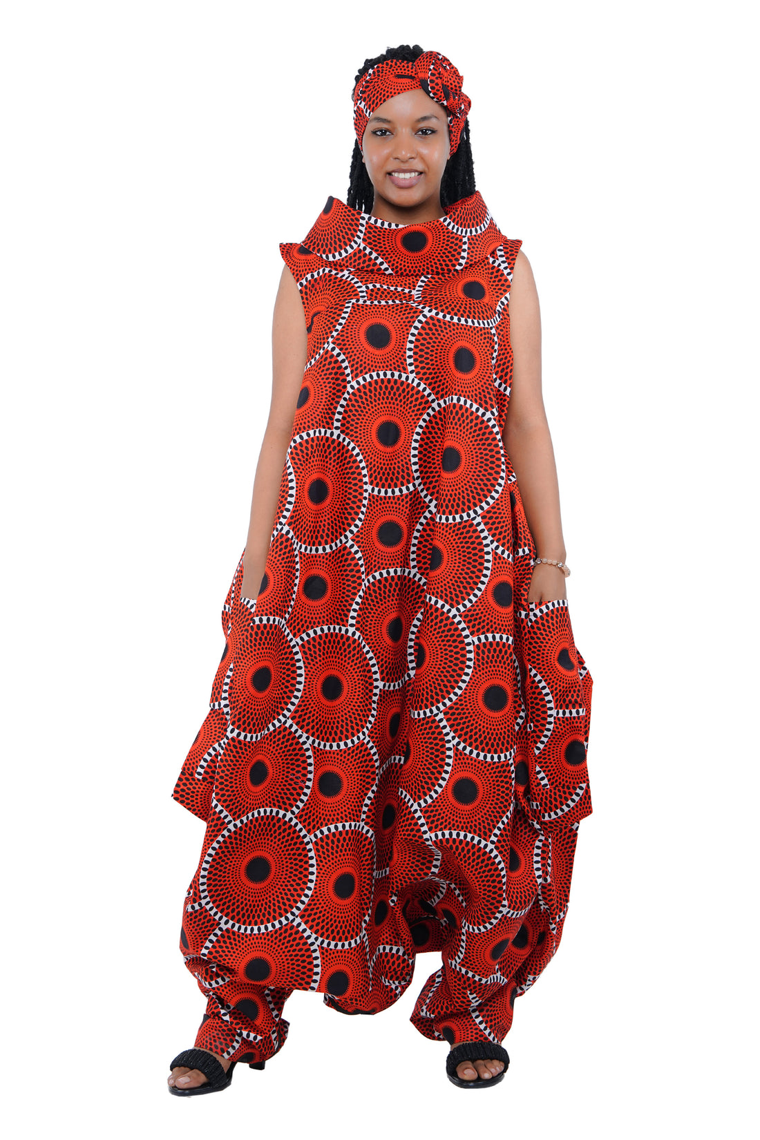 African Long High Neck Jumpsuit