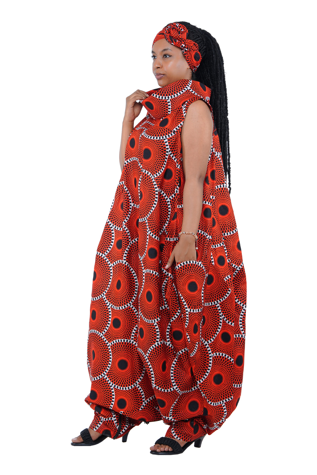 African Long High Neck Jumpsuit
