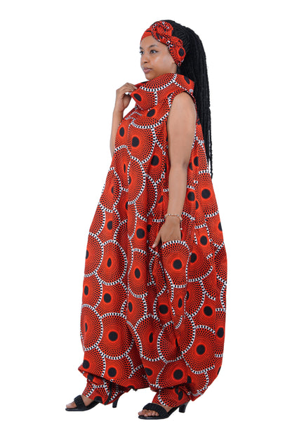 African Long High Neck Jumpsuit