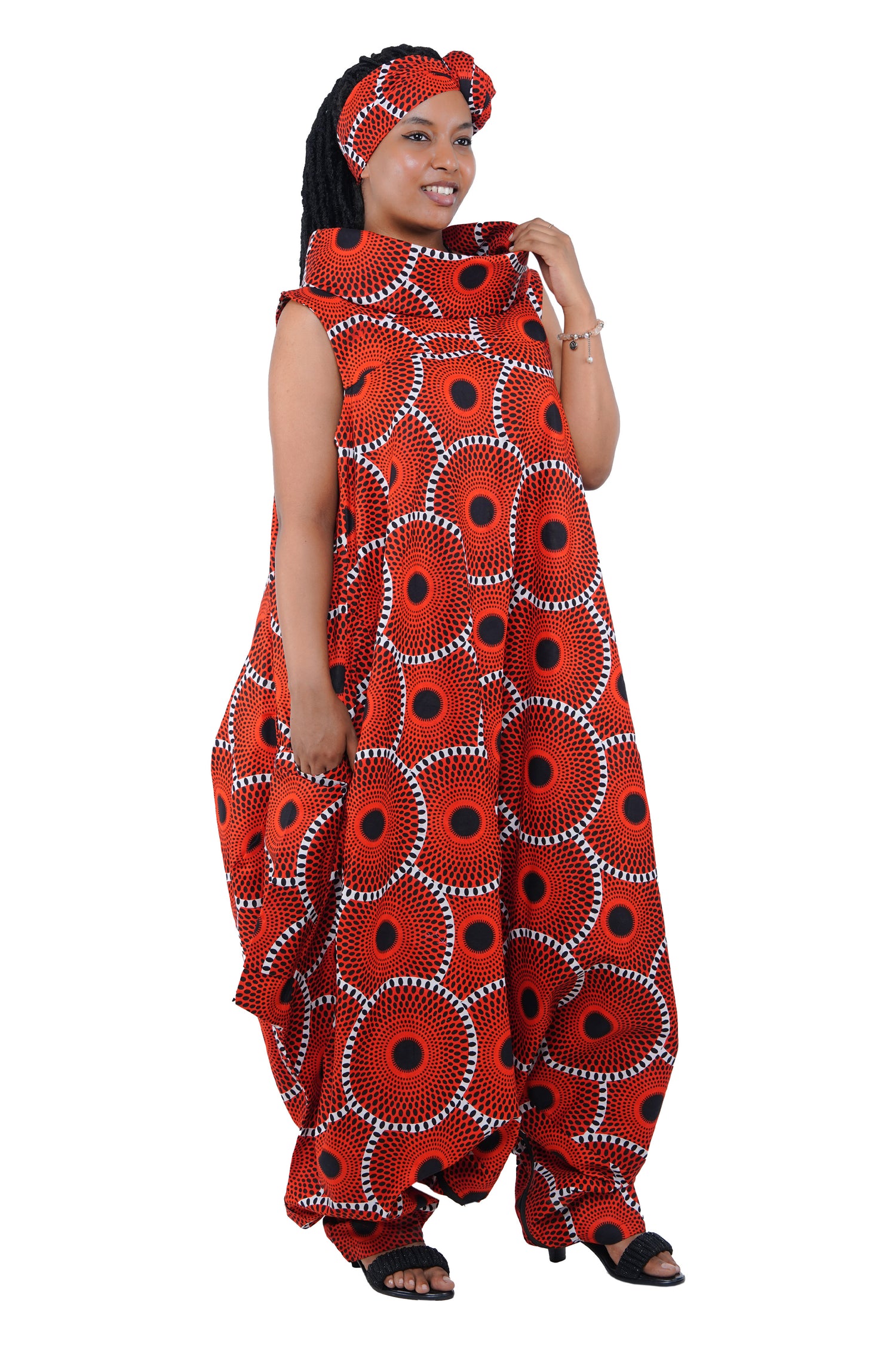 African Long High Neck Jumpsuit