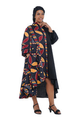 African high low swing dress 100% cotton with matching headwrap