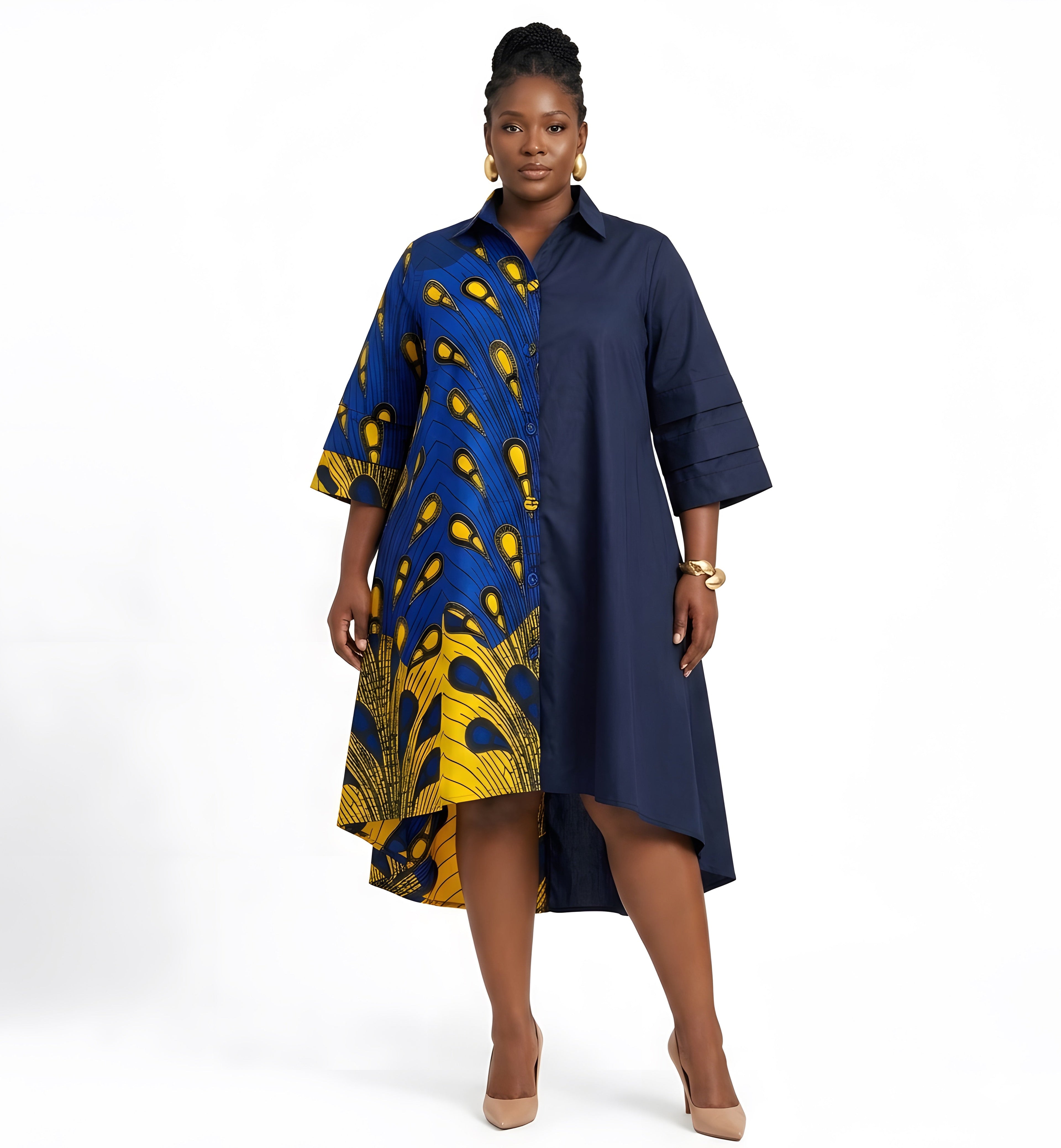 African Accent High Low Swing Dress | One Size