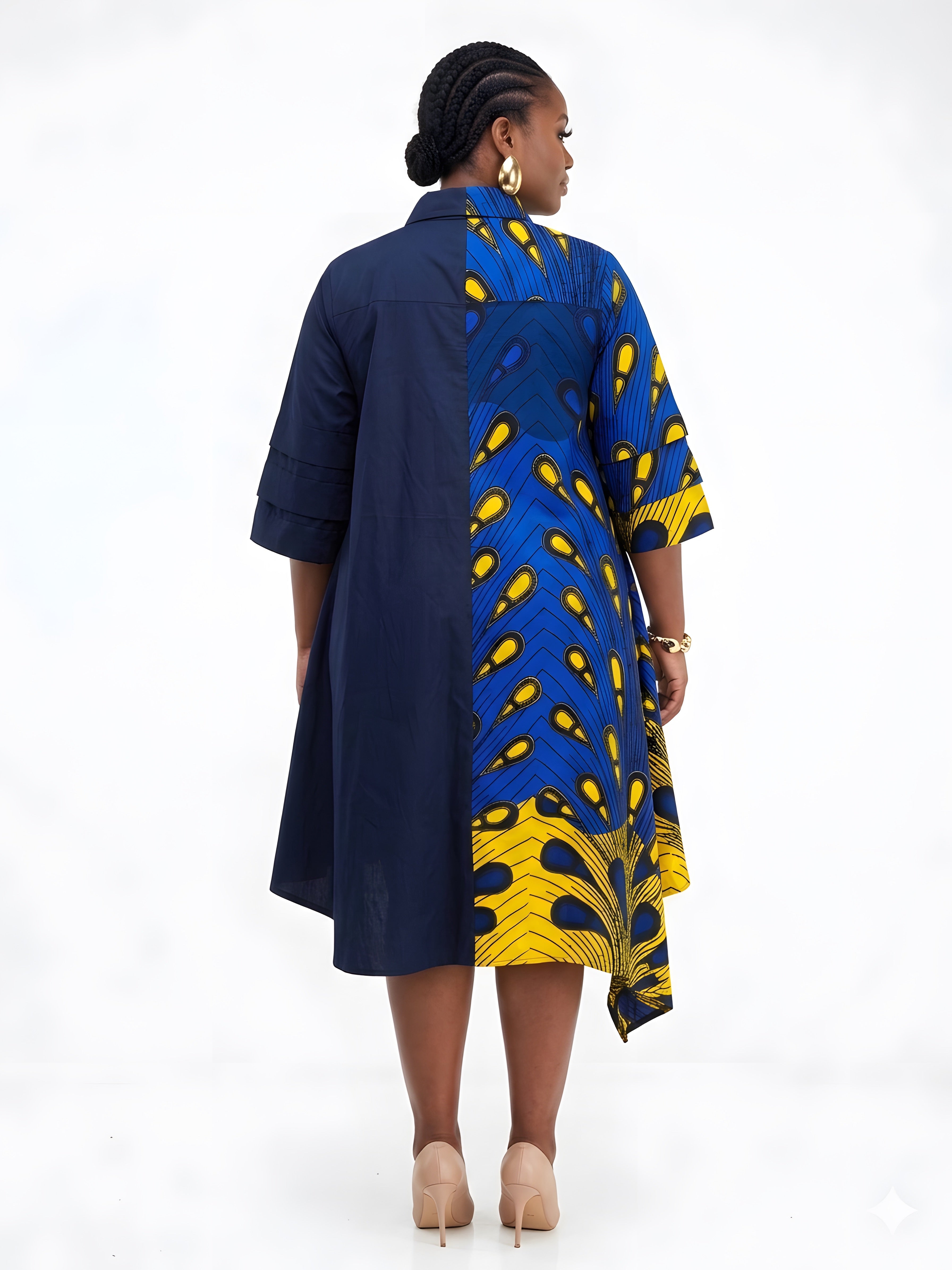 African Accent High Low Swing Dress | One Size