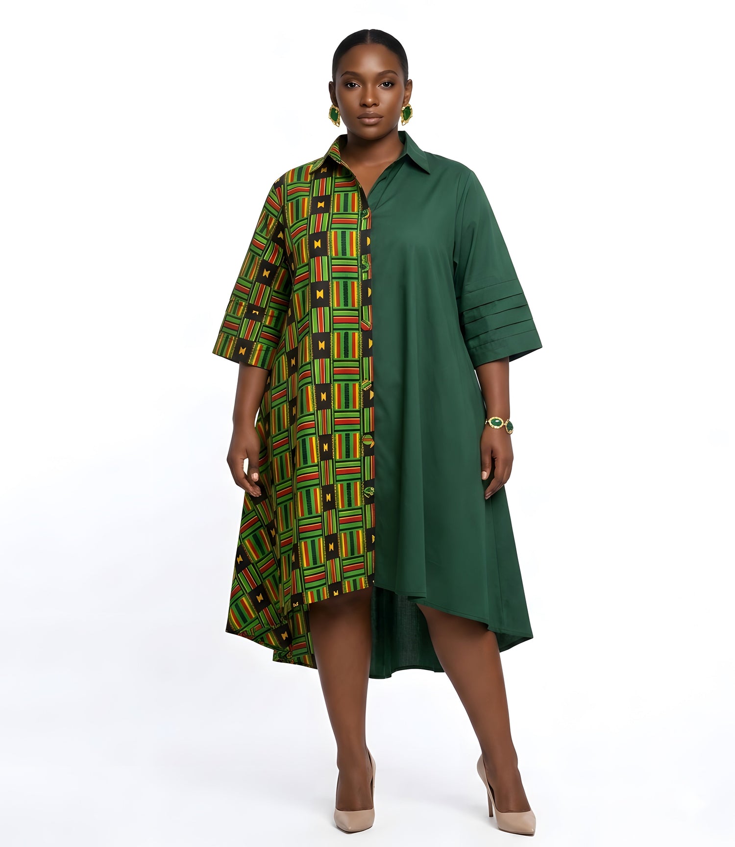 African Accent High Low Swing Dress | One Size