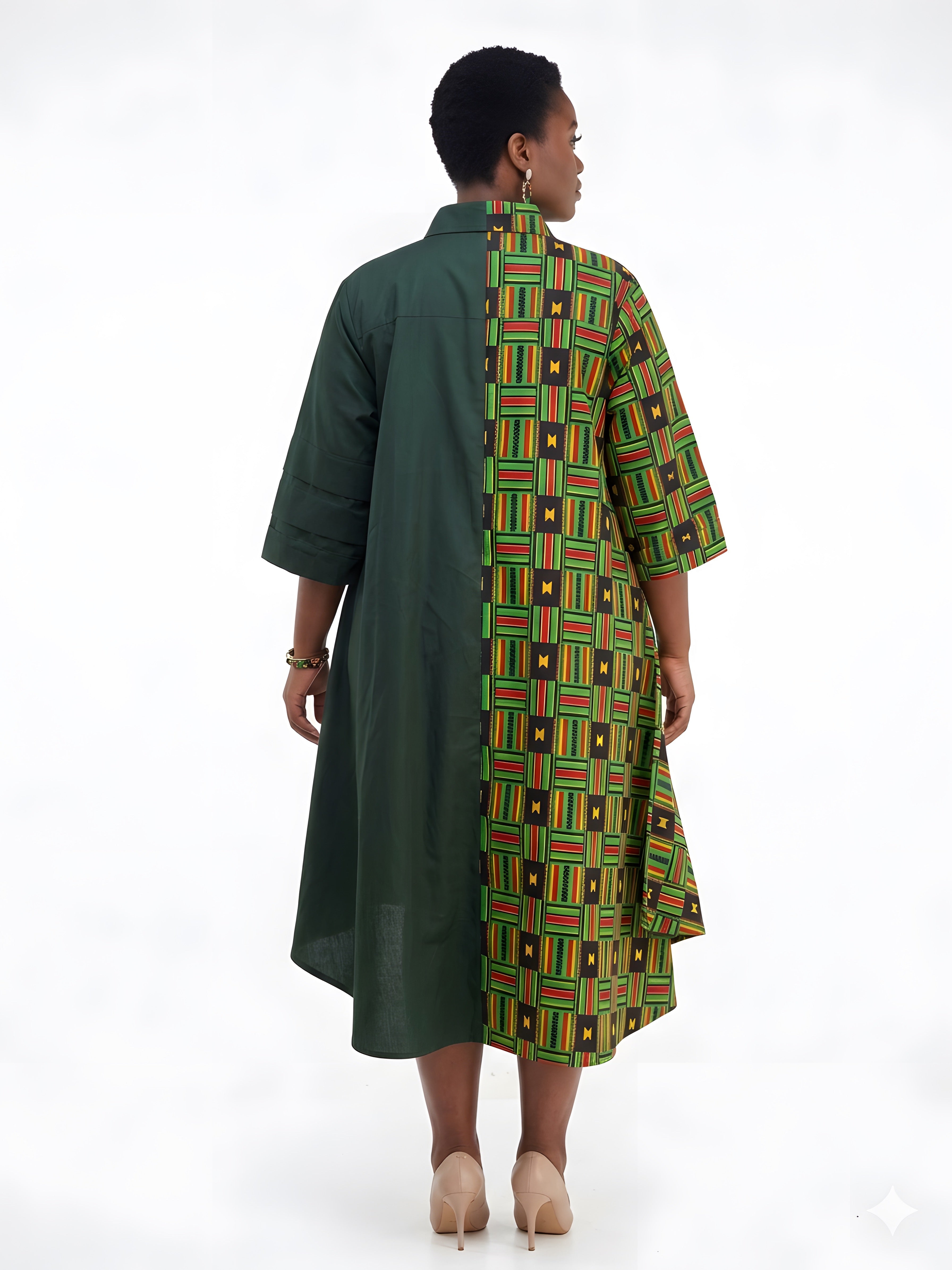African Accent High Low Swing Dress | One Size