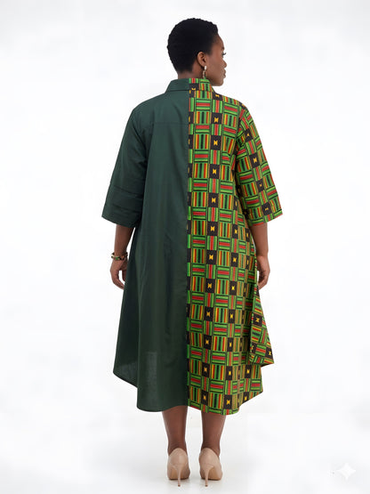 African Accent High Low Swing Dress | One Size