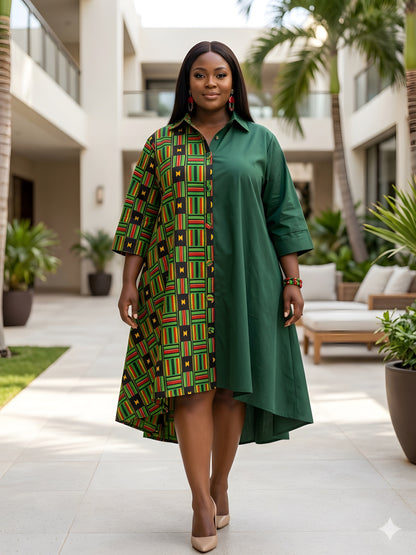 African Accent High Low Swing Dress | One Size