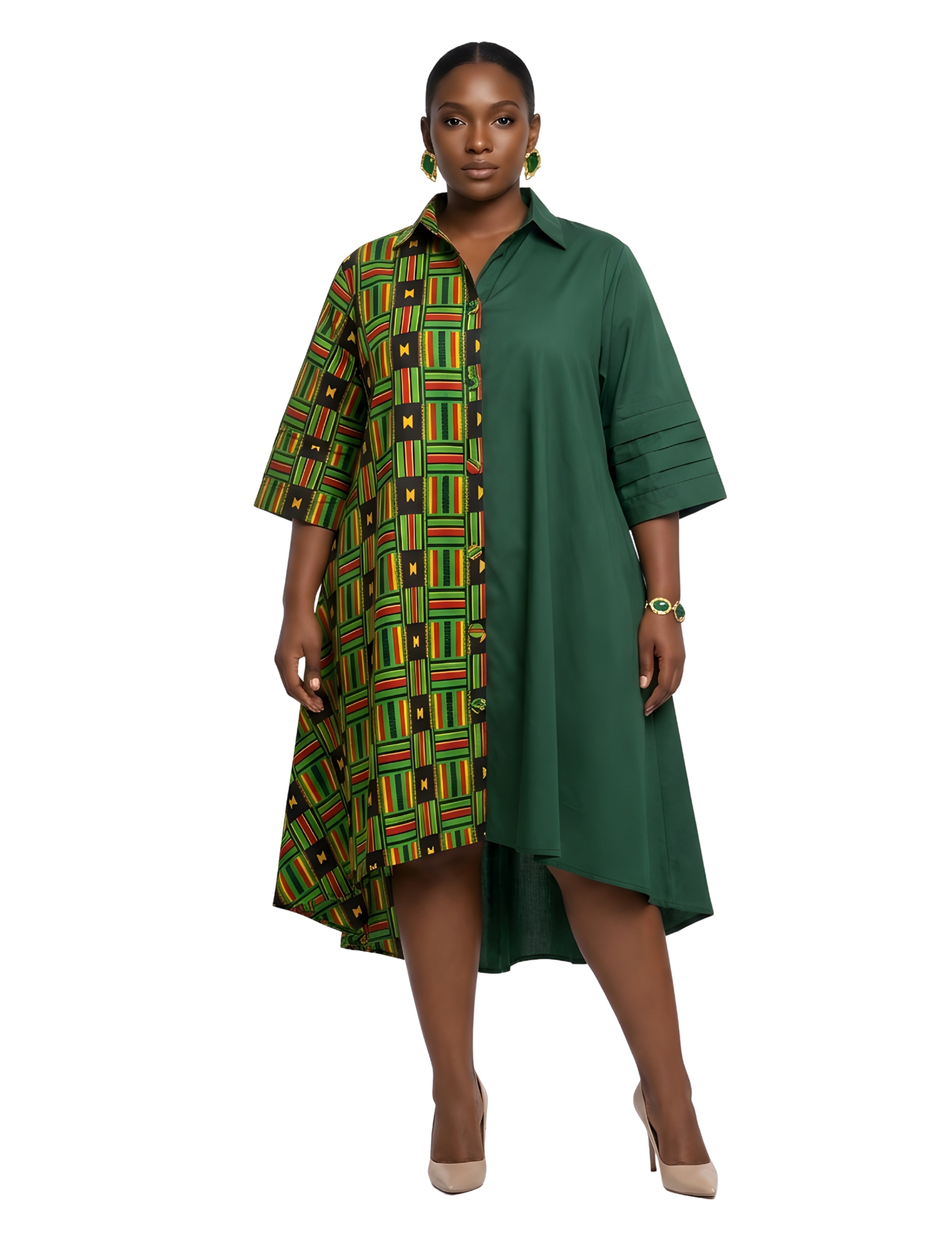 African Accent High Low Swing Dress | One Size