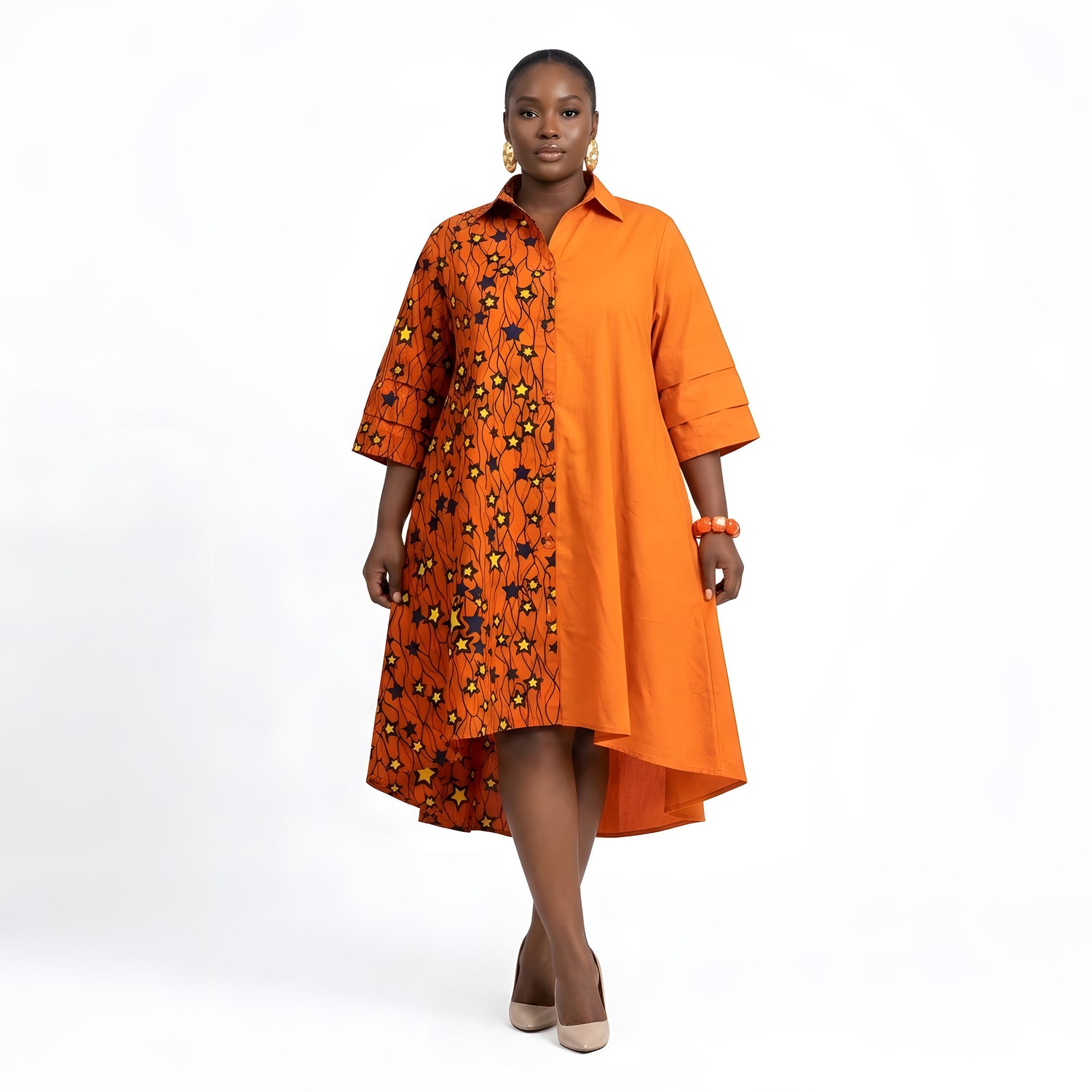 African Accent High Low Swing Dress | One Size