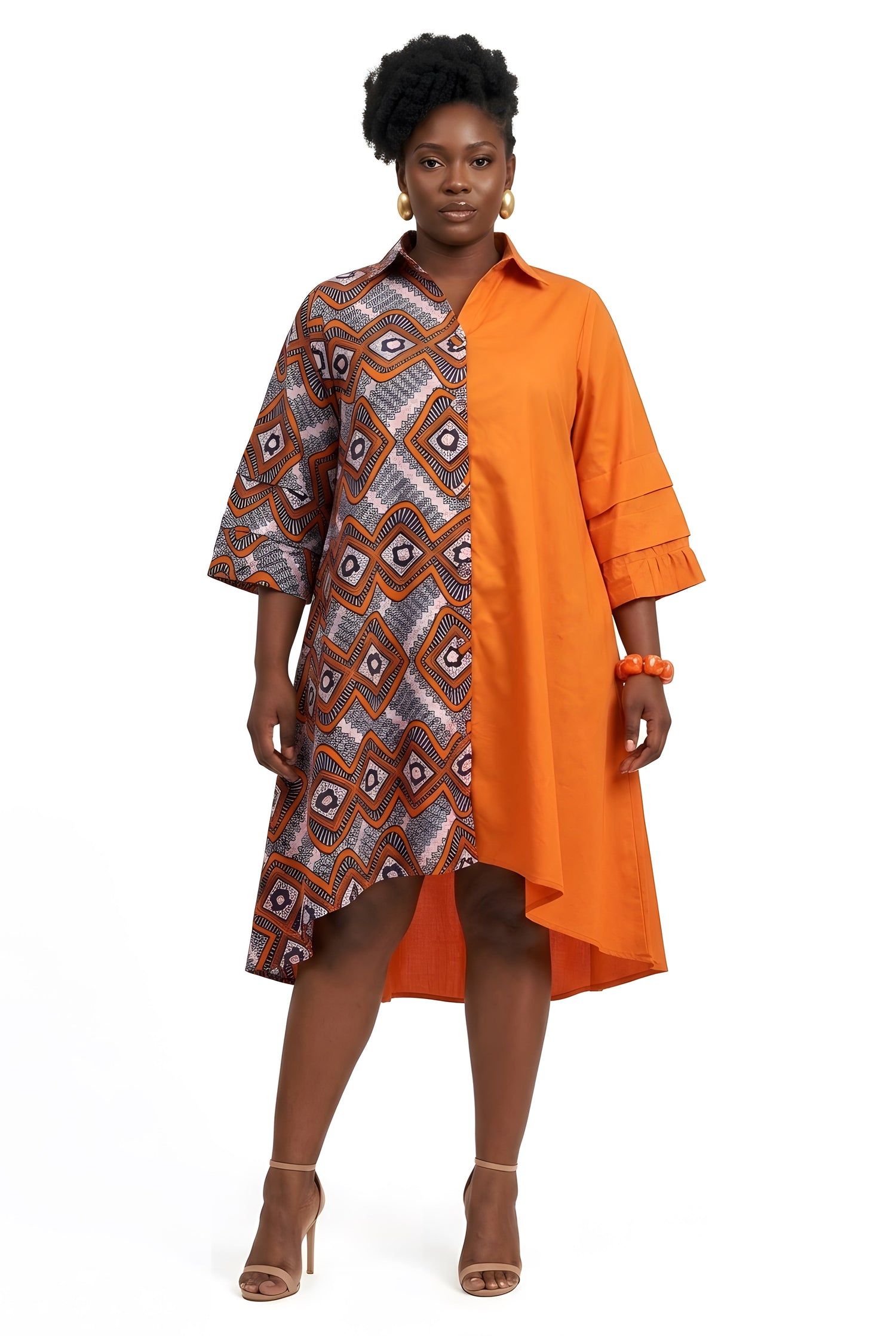 African Accent High Low Swing Dress | One Size