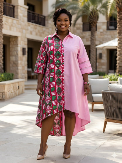 African Accent High Low Swing Dress | One Size