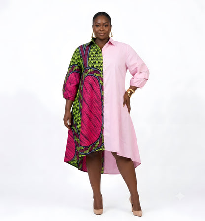 African Accent High Low Swing Dress | One Size