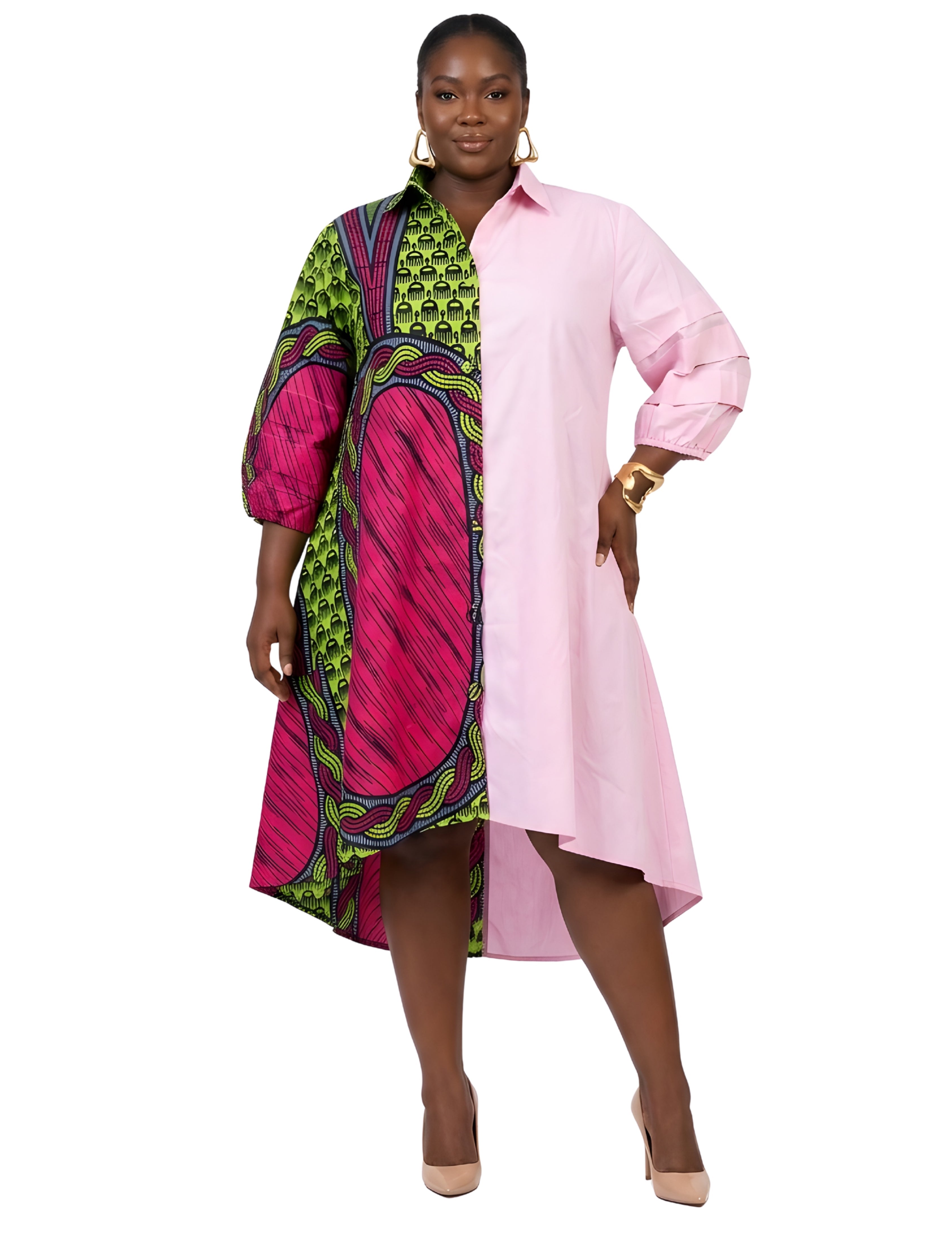 African Accent High Low Swing Dress | One Size