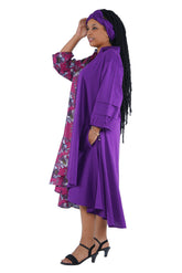 African high low swing dress 100% cotton with matching headwrap