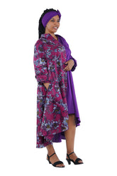 African high low swing dress 100% cotton with matching headwrap