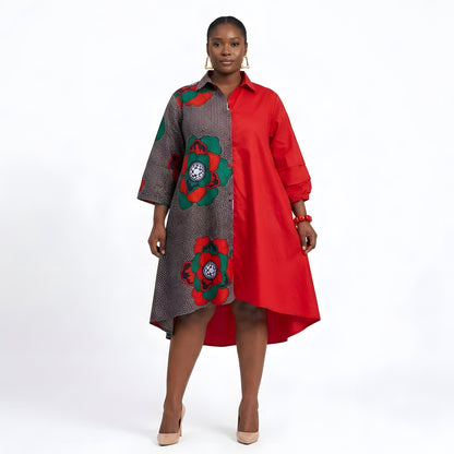 African Accent High Low Swing Dress | One Size