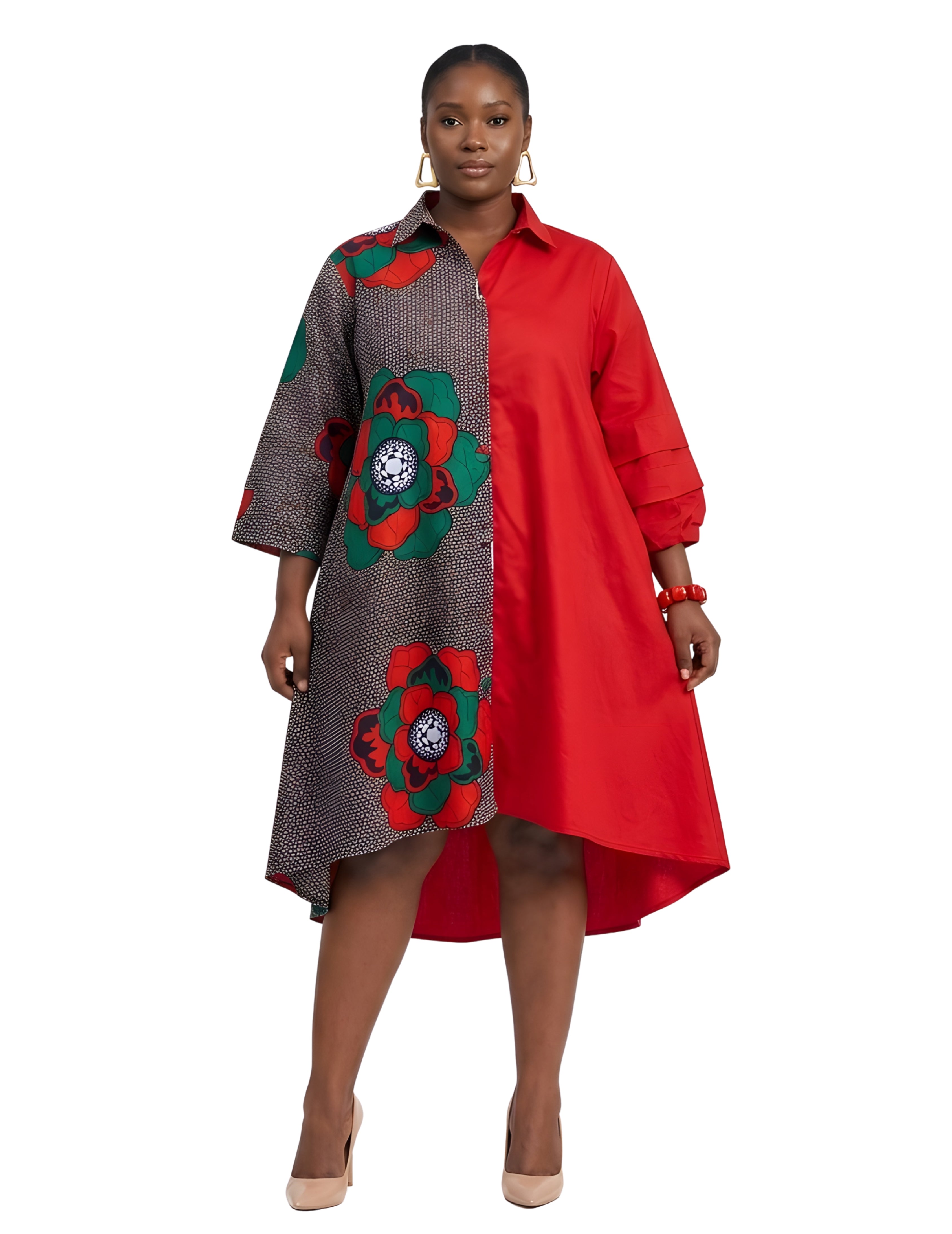 African Accent High Low Swing Dress | One Size