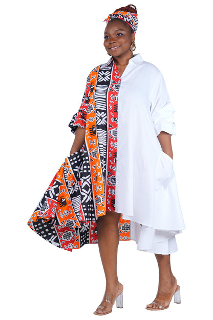 African Accent High Low Swing Dress | One Size