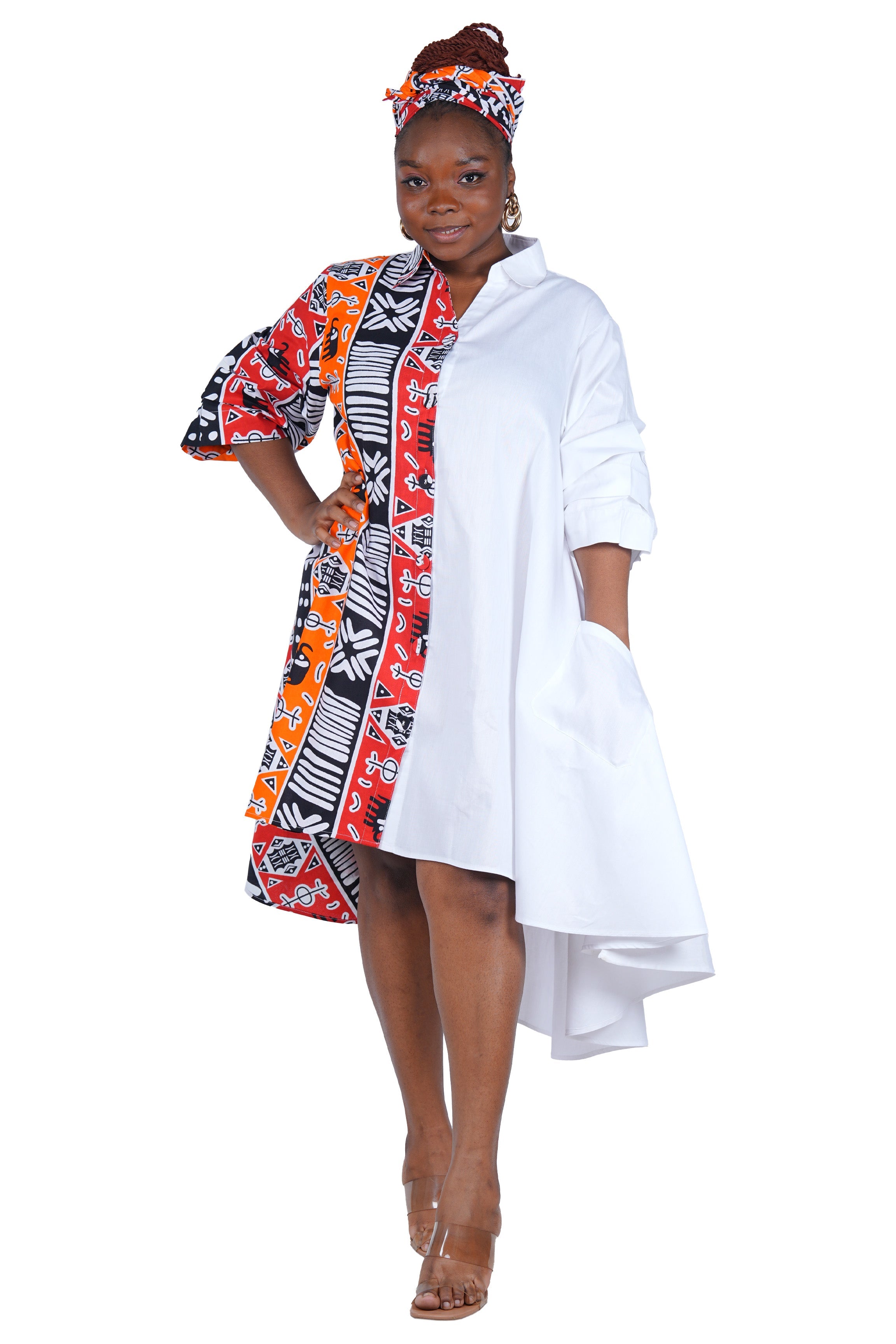 African Accent High Low Swing Dress | One Size