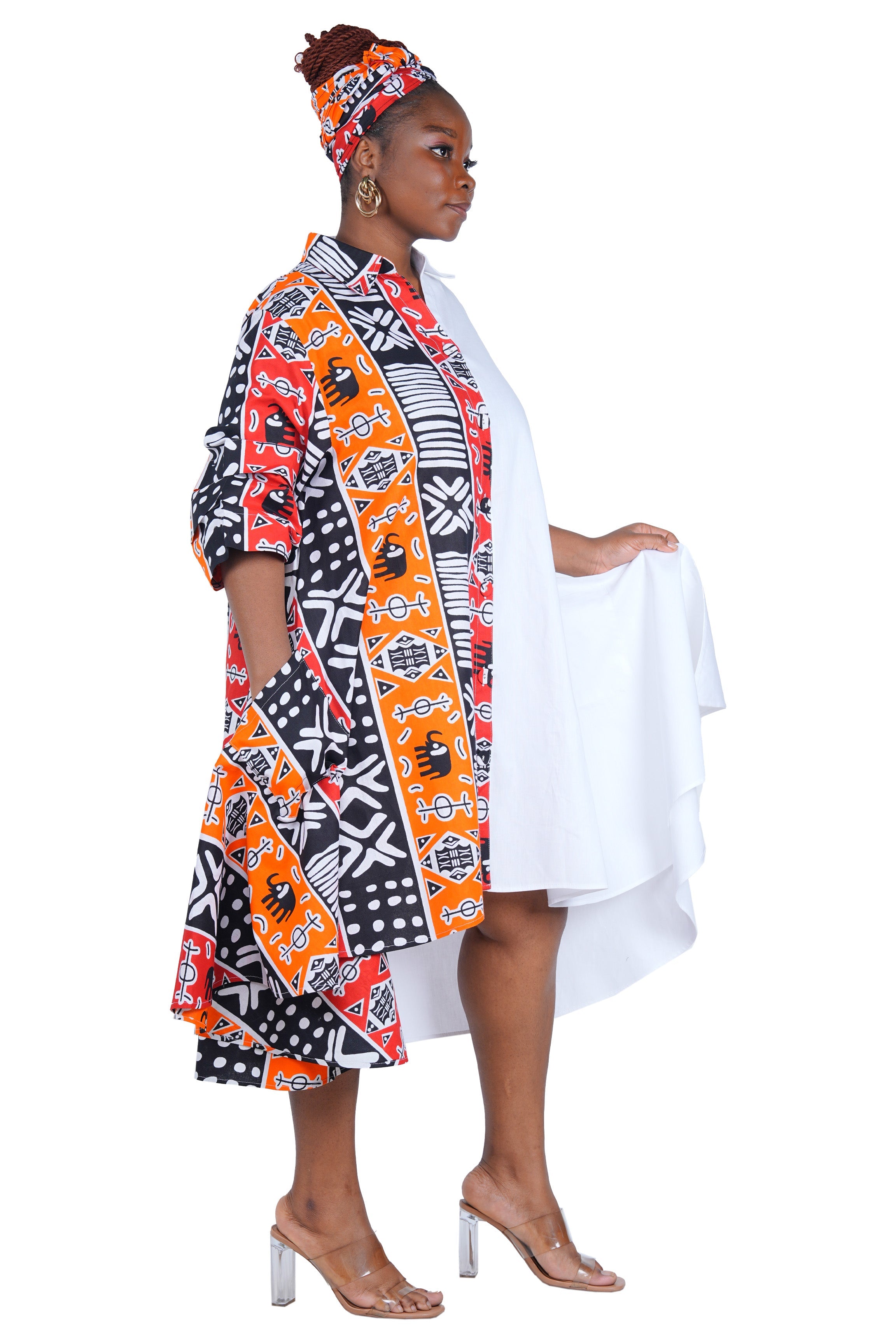 African Accent High Low Swing Dress | One Size