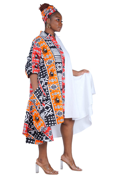 African Accent High Low Swing Dress | One Size