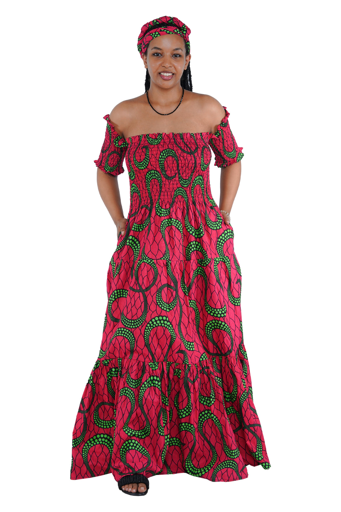 Smocked Off-the-Shoulder Cotton Dress | One Size