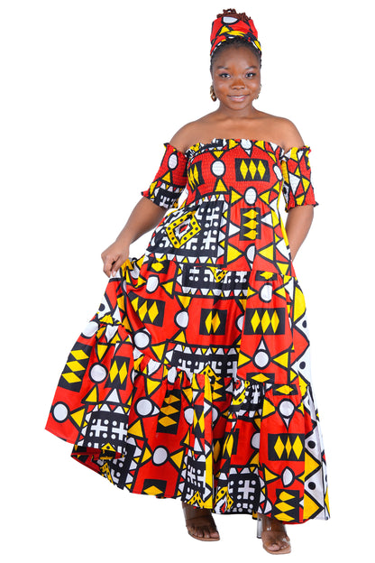 Smocked Off-the-Shoulder Cotton Dress | One Size