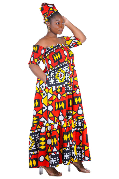 Smocked Off-the-Shoulder Cotton Dress | One Size